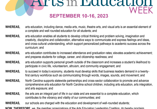 An image of the Arts in Education Week Proclamation